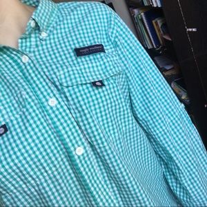 Simply southern turquoise checkered button up